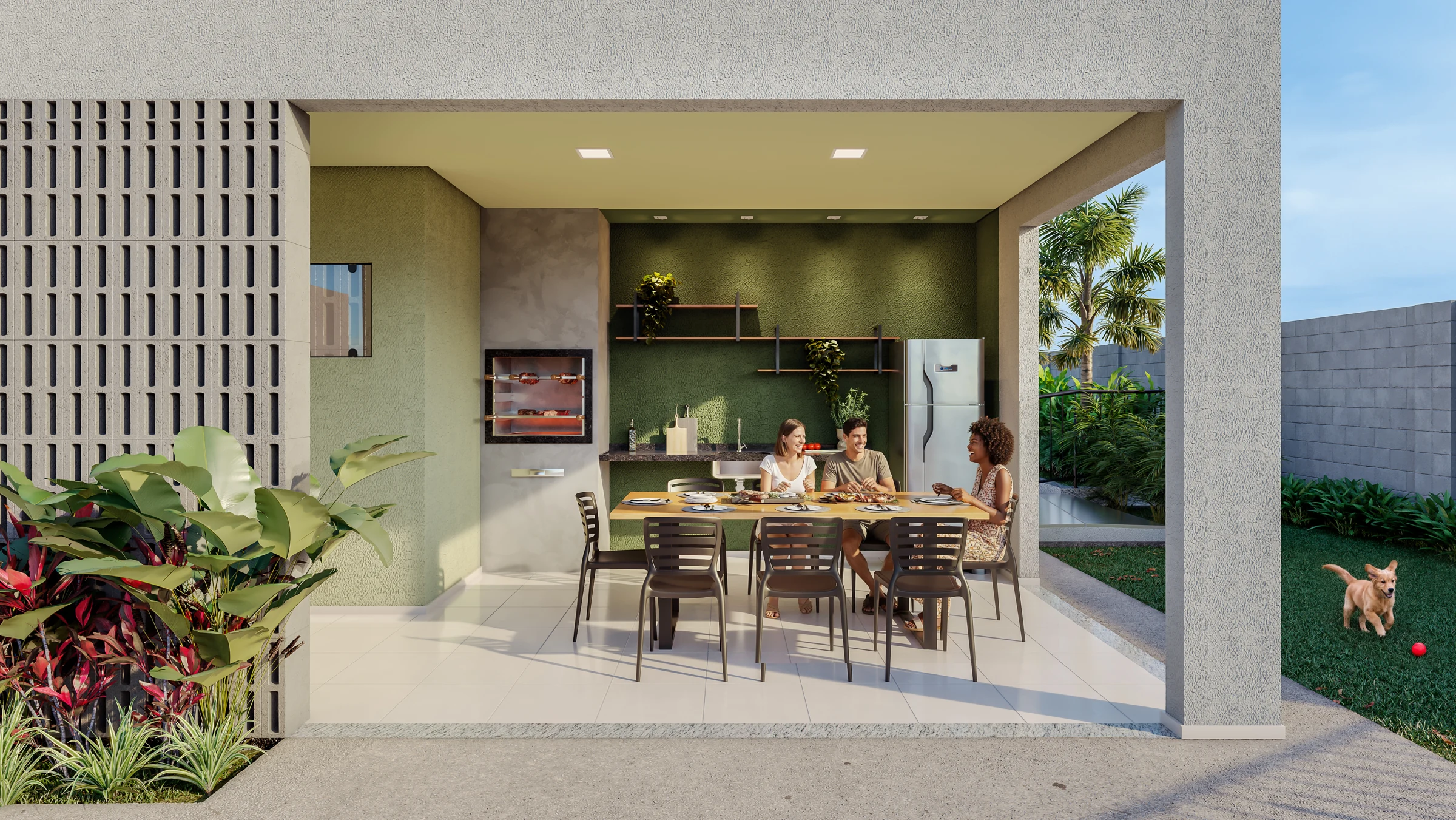 Perspectiva ilustrativa oficial — Churrasqueira do Residencial Bonfim da MRV, em Campinas