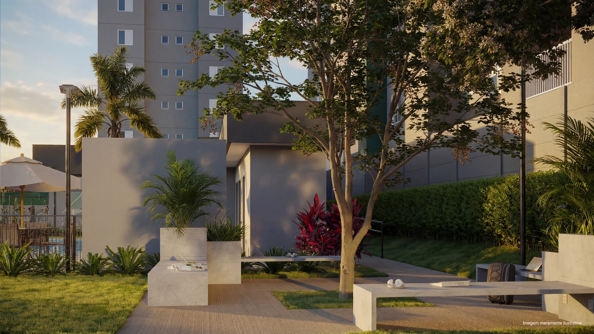 Perspectiva ilustrativa oficial — Web Garden do Residencial Douro da ADN Construtora, em Campinas
