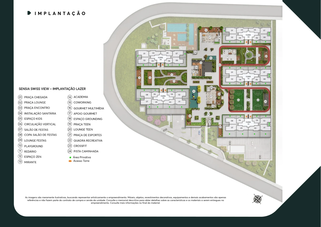 Material técnico oficial — Implantação do lazer do Sensia Swiss View, da Sensia em Campinas