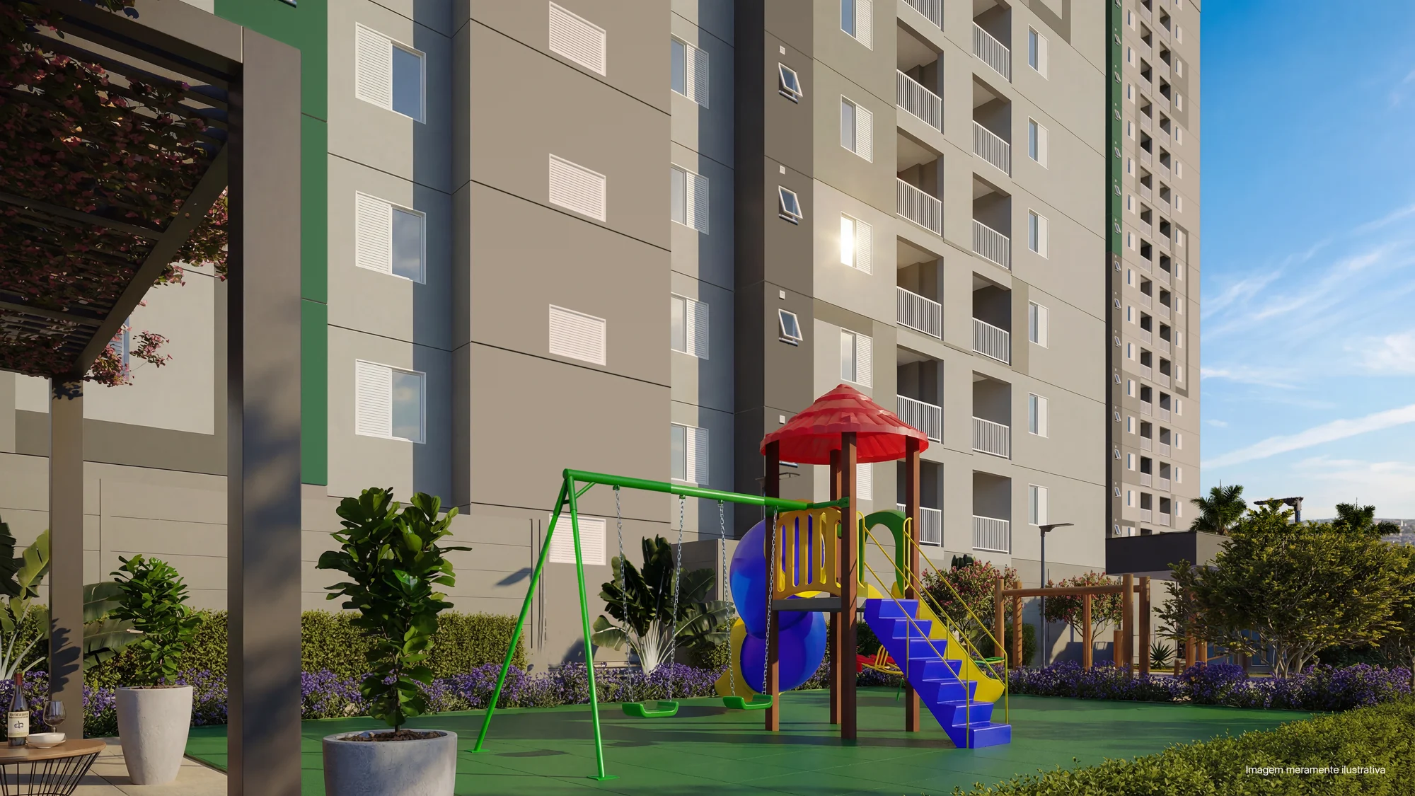 Perspectiva ilustrativa oficial — Playground do Residencial Douro da ADN Construtora, em Campinas