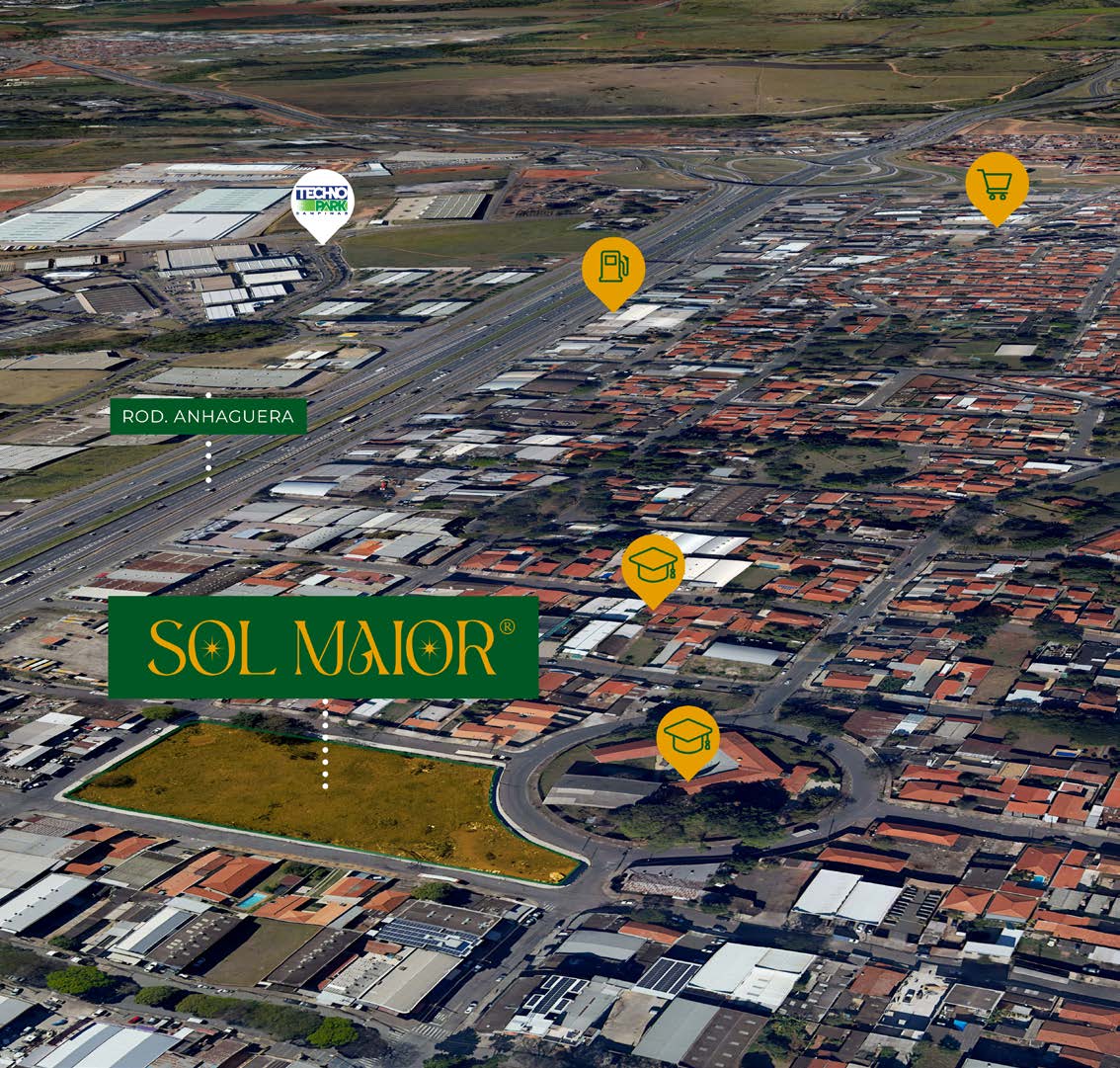 Vista aérea da localização do Sol Maior em Campinas