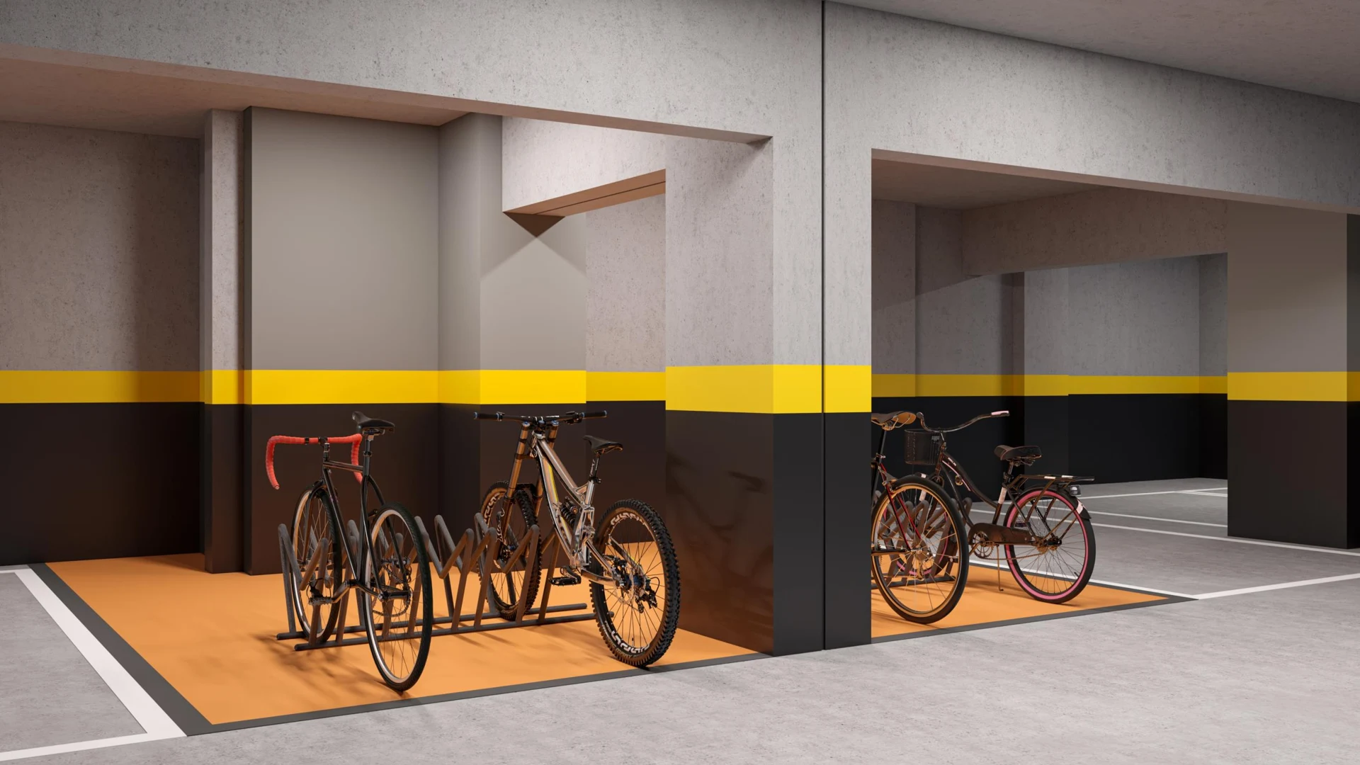 Perspectiva ilustrativa oficial — Bicicletário coberto do Sensia Taquaral, da Sensia em Campinas