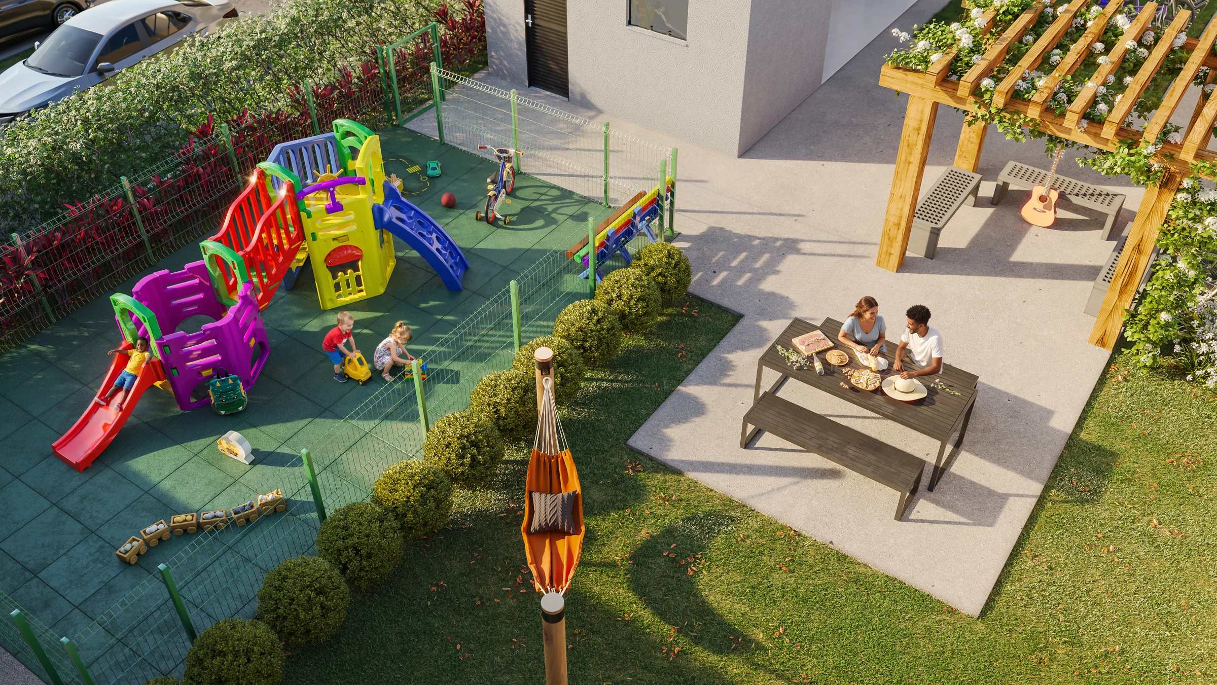 Perspectiva ilustrativa oficial — Playground do Residencial Bonfim da MRV, em Campinas