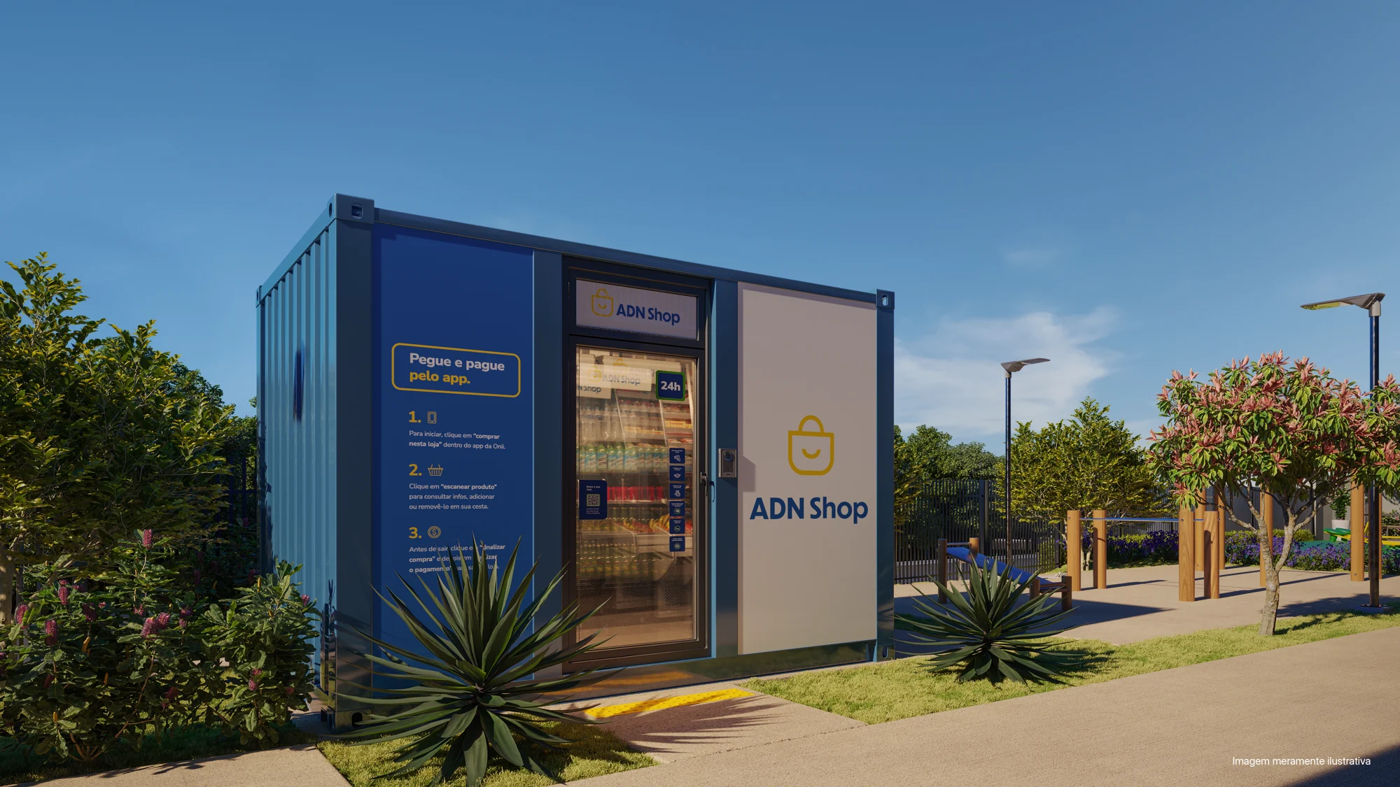 Perspectiva ilustrativa oficial — ADN Shop do Residencial Douro da ADN Construtora, em Campinas