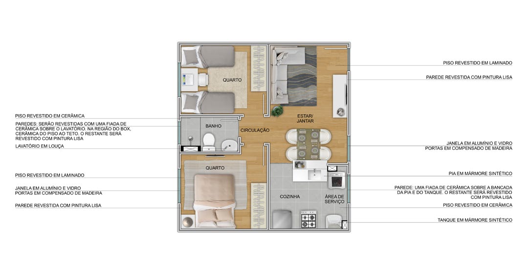 Planta Apartamento Tipo (Ap. 202 – Torre 01) — Residencial Morumbi