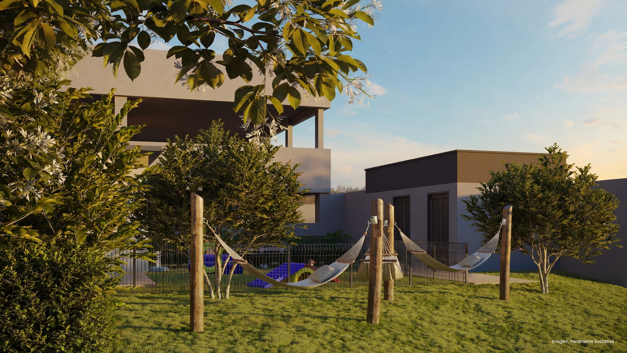 Perspectiva ilustrativa oficial — Redário do Residencial Douro da ADN Construtora, em Campinas