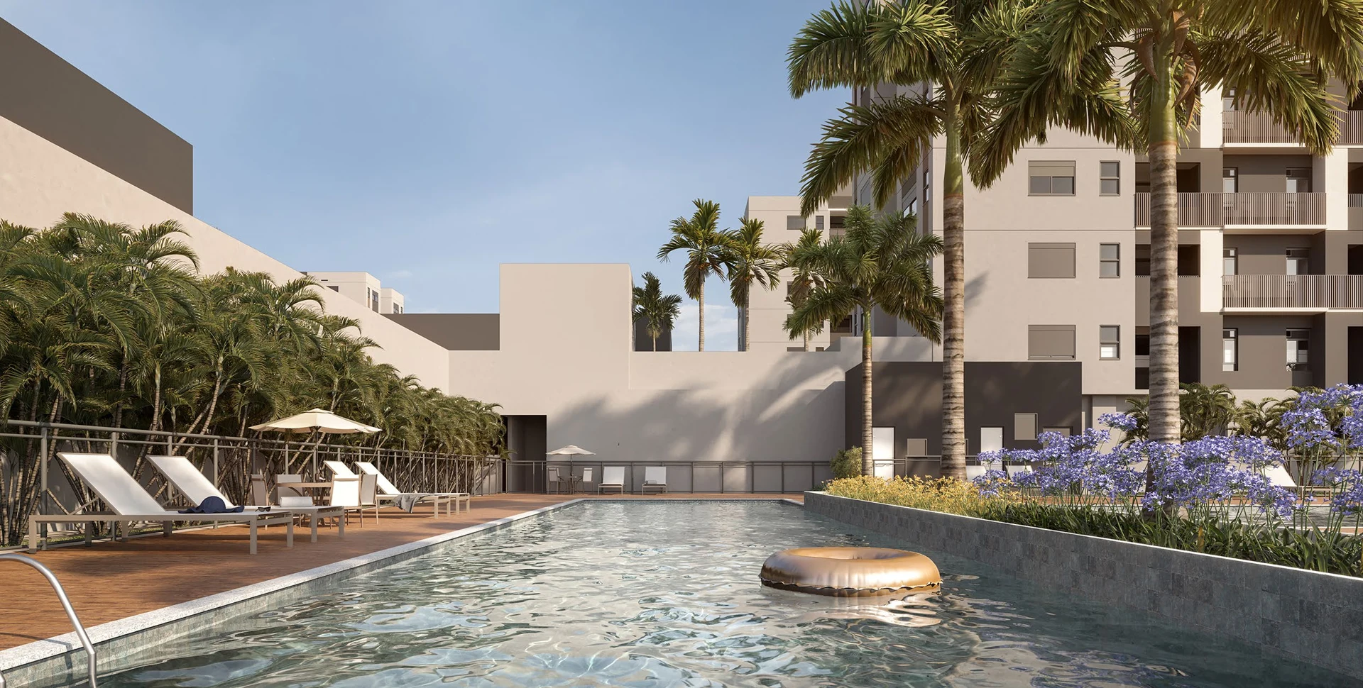 Perspectiva ilustrativa oficial — Piscina — vista complementar do Sensia Swiss View, da Sensia em Campinas