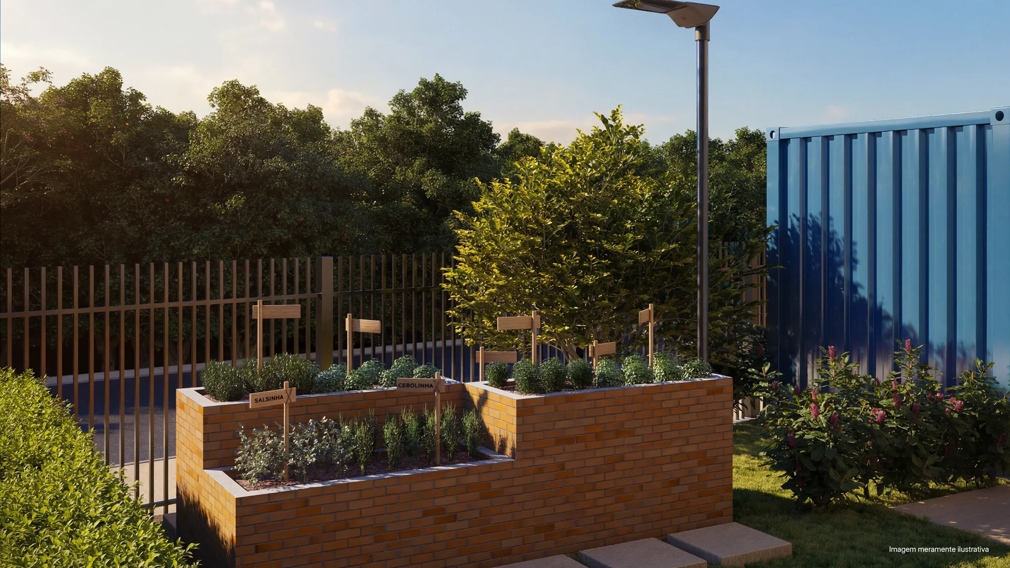 Perspectiva ilustrativa oficial — Horta do Residencial Douro da ADN Construtora, em Campinas