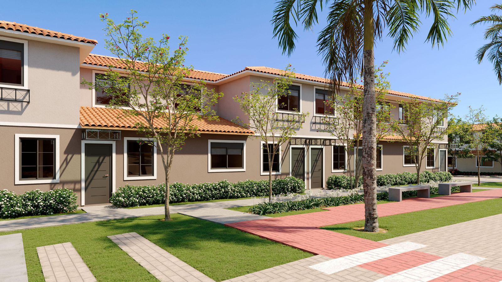 Condomínio de casas com jardim e área verde