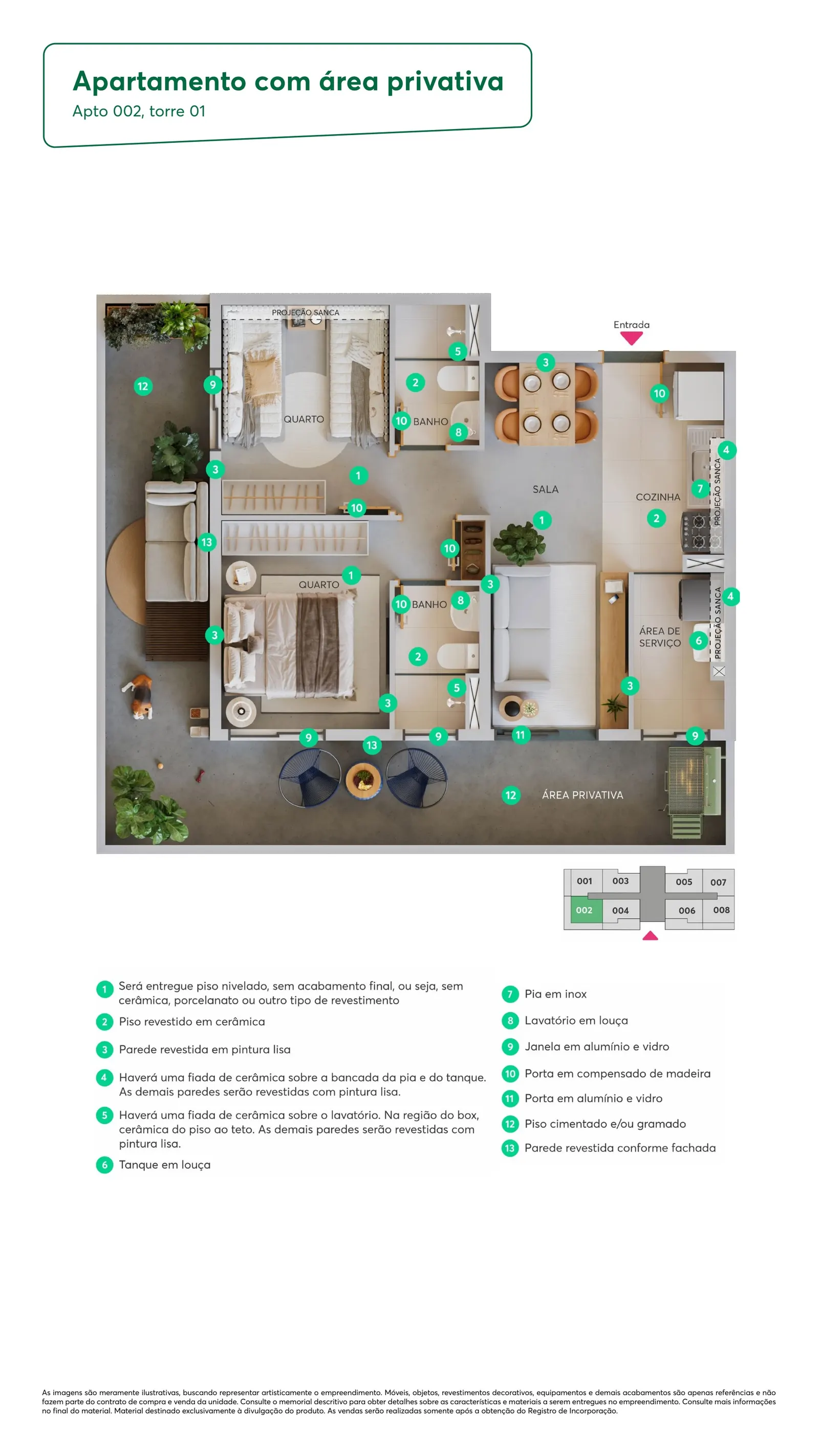 Planta do apartamento com área privativa — Portal dos Jatobás