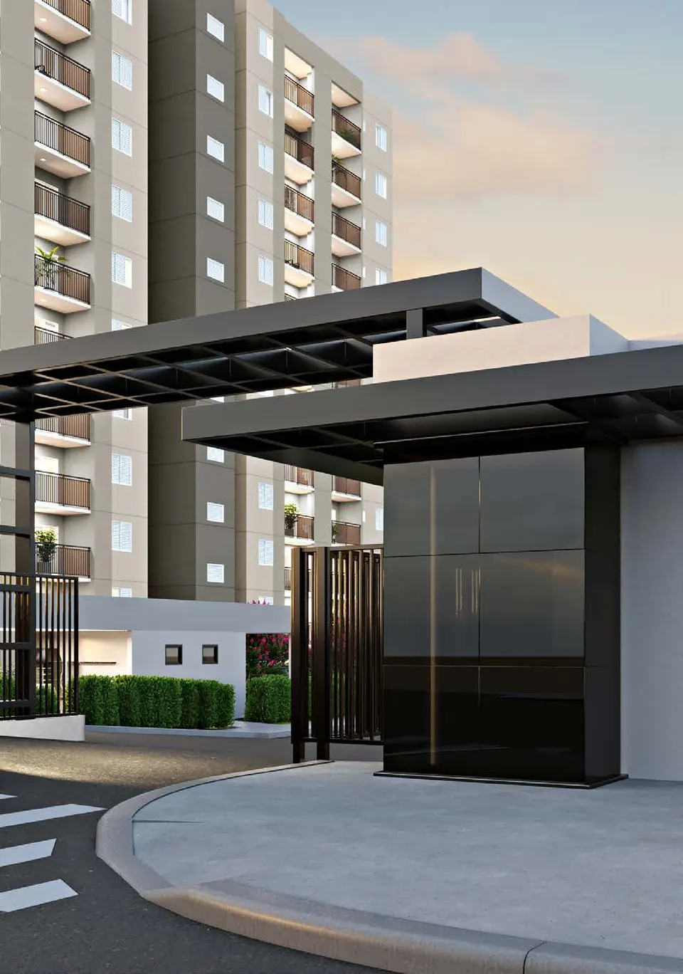 Portaria e acesso de entrada do Liv Residencial em Paulínia